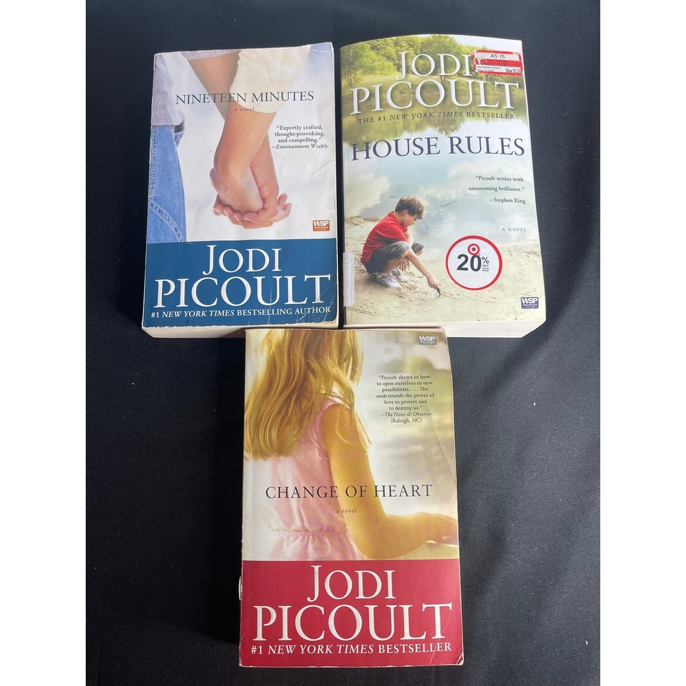 Jodi Picoult Paperback Book Bundle- Nineteen Minutes House Rules Change of Heart